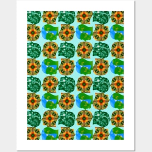 Canna flower pattern and human brain shape. Posters and Art